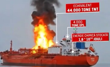 Trei scenarii luate în calcul de autorități dacă nava cu GPL care arde în portul Ismail va exploda. Primul, cel mai periculos