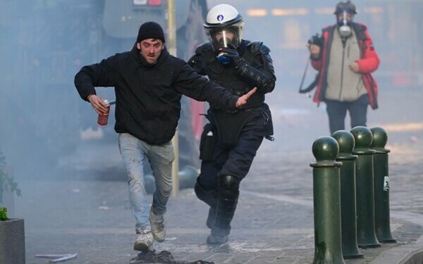 Protest violent &icirc;n Bruxelles