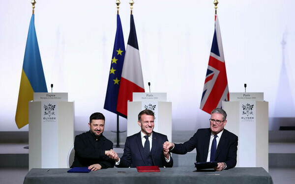 Volodimir Zelenski, Keir Starmer, Emmanuel Macron