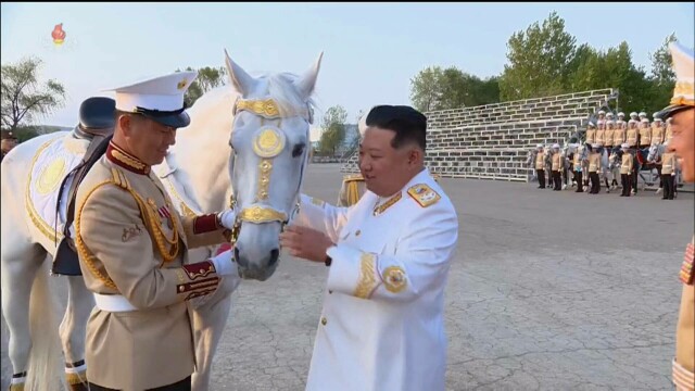 FOTO. Kim Jong Un s-a urcat pe cal un cal alb la o paradă militară din Coreea de Nord - Imaginea 3