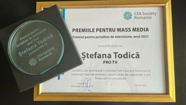 Emisiunea iBani și Ștefana Todică, premiu pentru jurnalism de televiziune de la CFA România - Imaginea 3