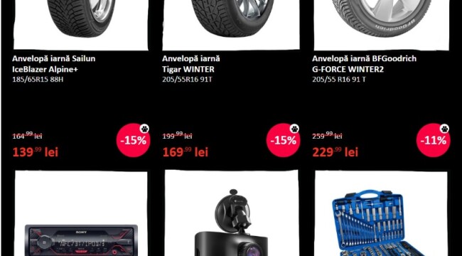 Oferta eMag de Black Friday pentru mașina ta: anvelope de iarnă, casetofoane și accesorii! Iată super-reducerile