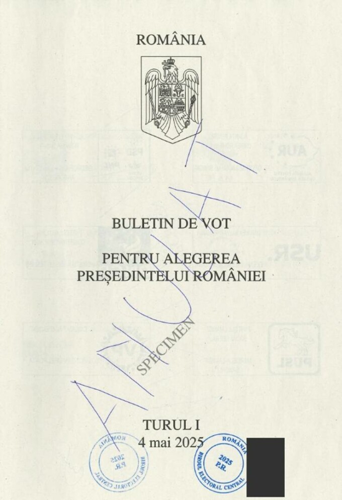 Buletin de vot alegeri prezidentiale 2025