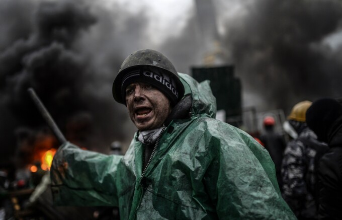 Imagini din timpul protestelor din Kiev, din 20 februarie 2014