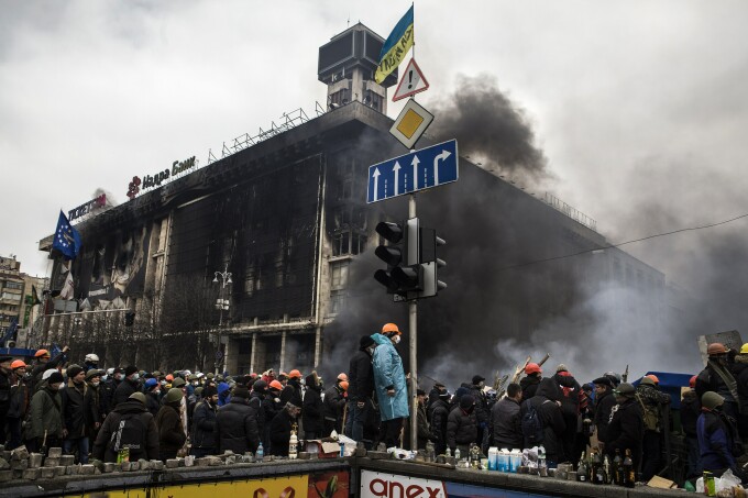 Imagini din timpul protestelor din Kiev, din 20 februarie 2014