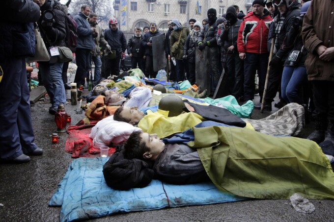 Trupurile protestatarilor ucrainieni