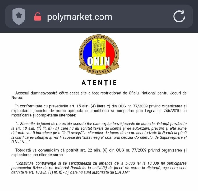 acces restrictionat polymarket