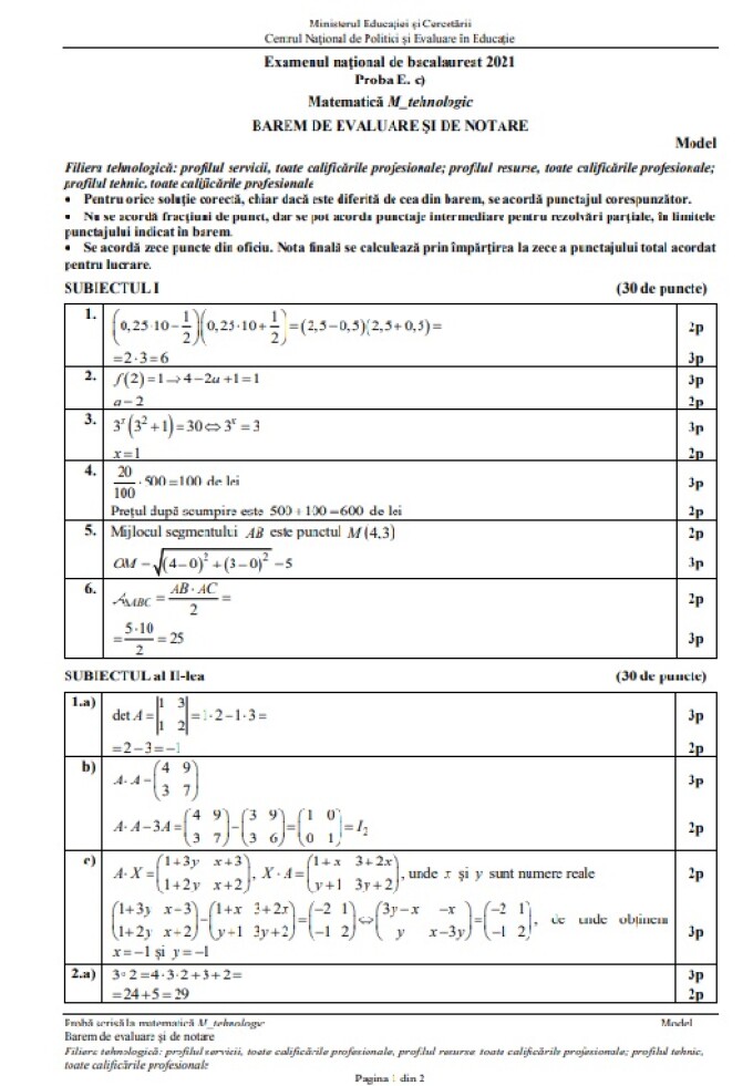 Variante Bac Mate Info 2021