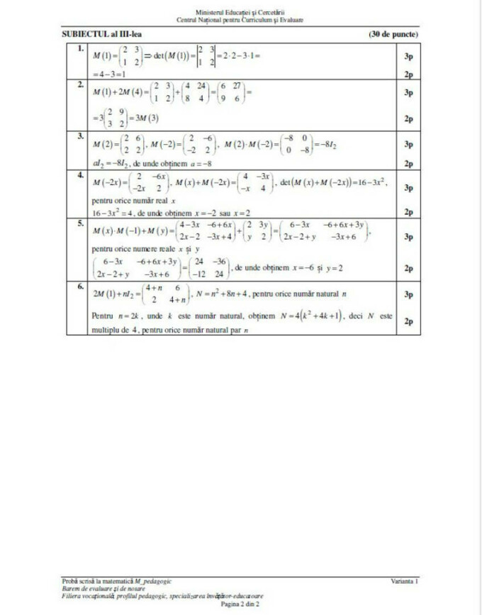 Barem matematica