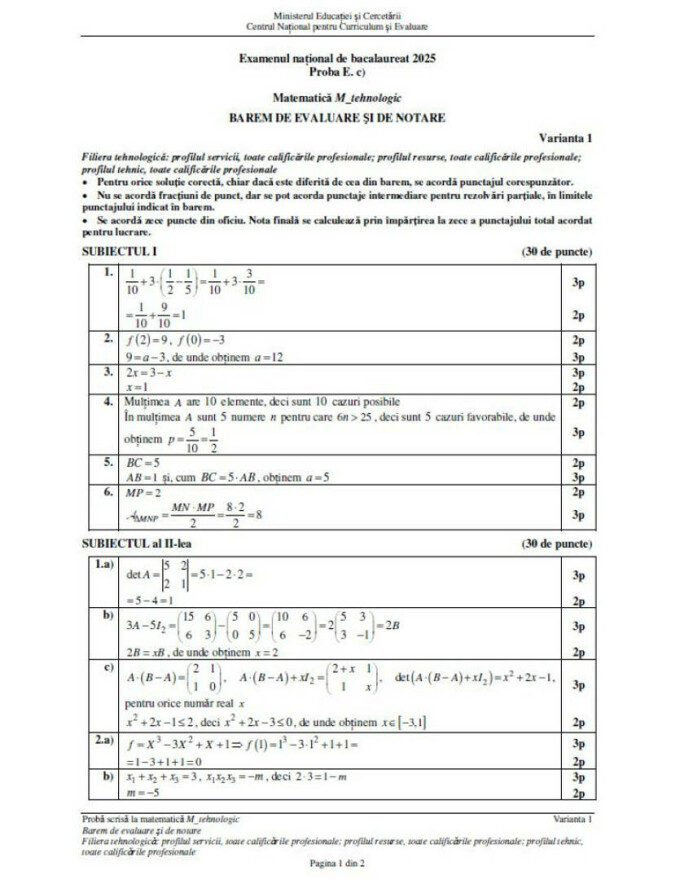 Barem matematica