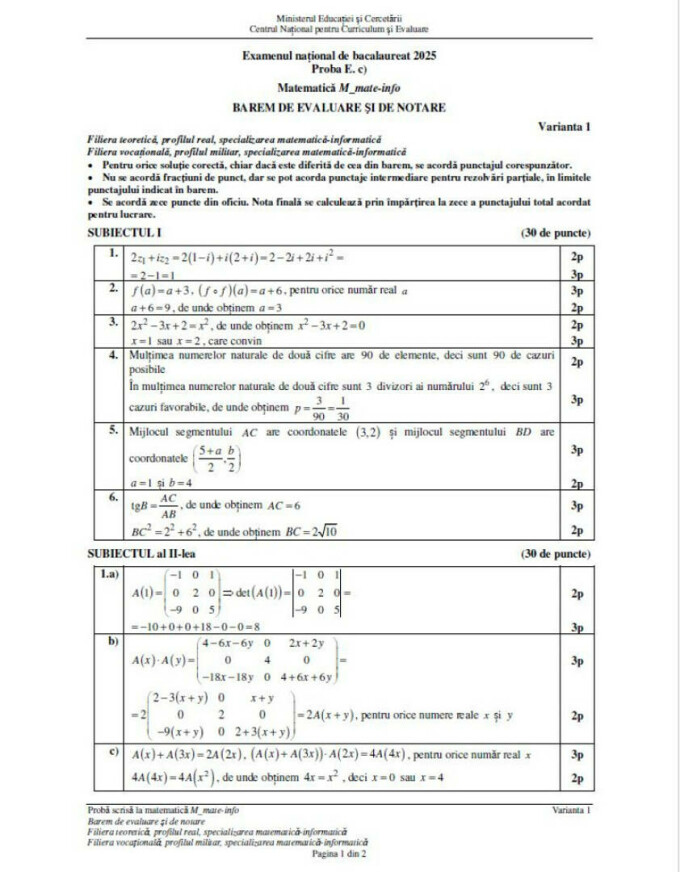Barem matematica