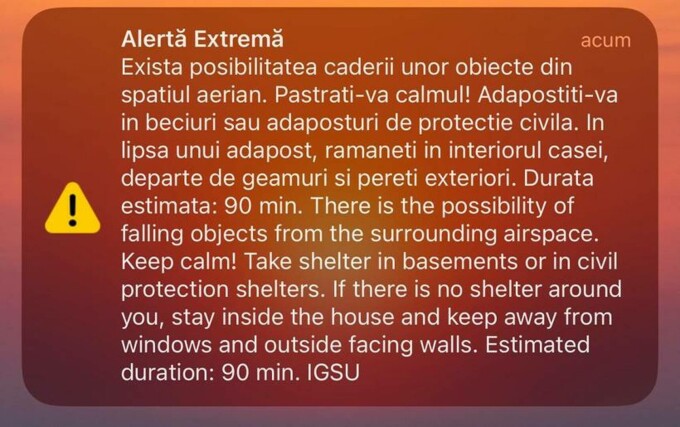 Mesaj Ro-Alert primit de locuitorii din zona de graniţă cu Ucraina