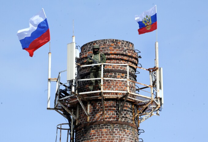 Steagul Rusiei, deasupra bazei navale ucrainene din Sevastopol