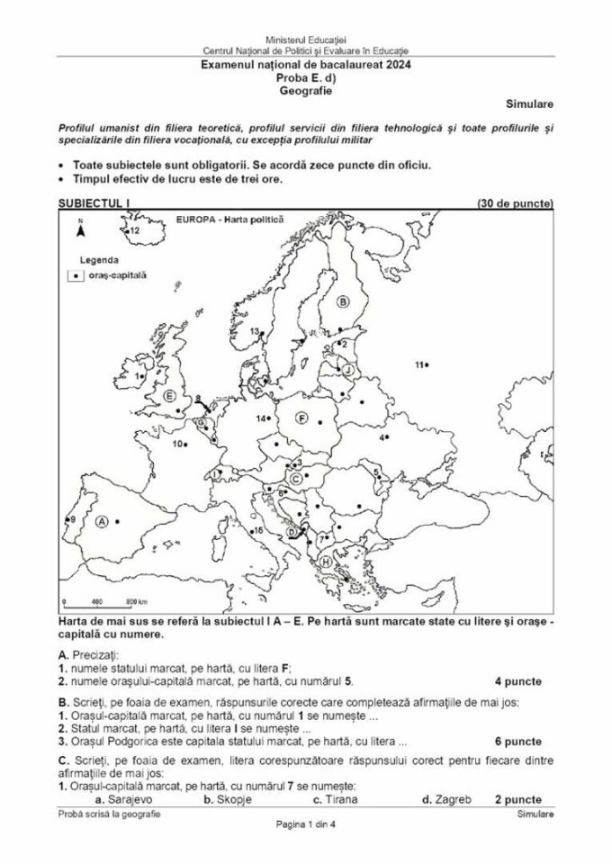 Subiecte geografie simulare bac 2024