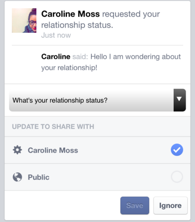 Facebook - stare relatie