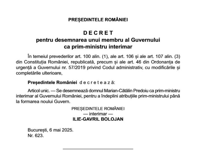 decret predoiu premier