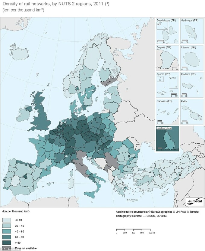 Harta cailor ferate din Europa