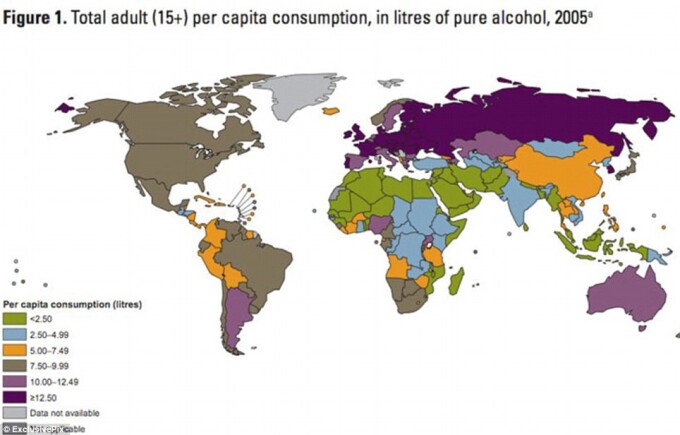 Harta consumului de alcool