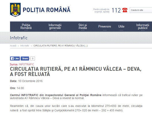 Politia Romana A Inventat O Autostrada Intre Ramnicu Valcea Si