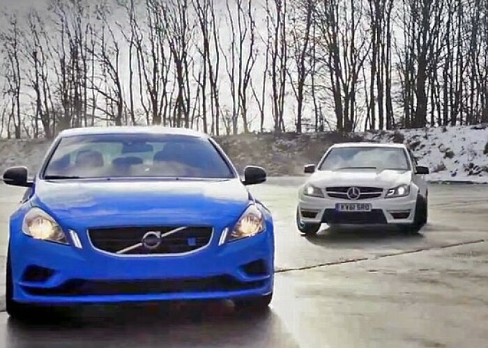 Lectie de drifturi: Volvo S60 Polestar concept se joaca in zapada cu Mercedes C63 AMG