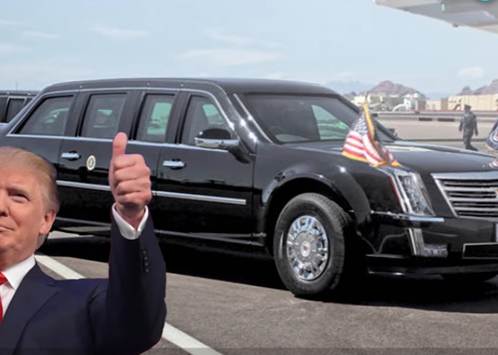 Masina care il va conduce pe Donald Trump la ceremonia de investire in functia de presedinte al SUA este un TANC pe roti