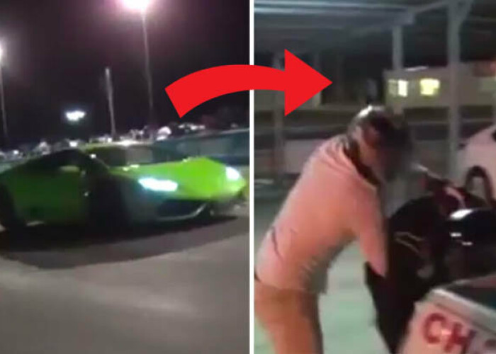 Ce a facut un barbat dupa ce a pierdut un pariu de 8.000 de dolari la o cursa Lamborghini vs Nissan Forza