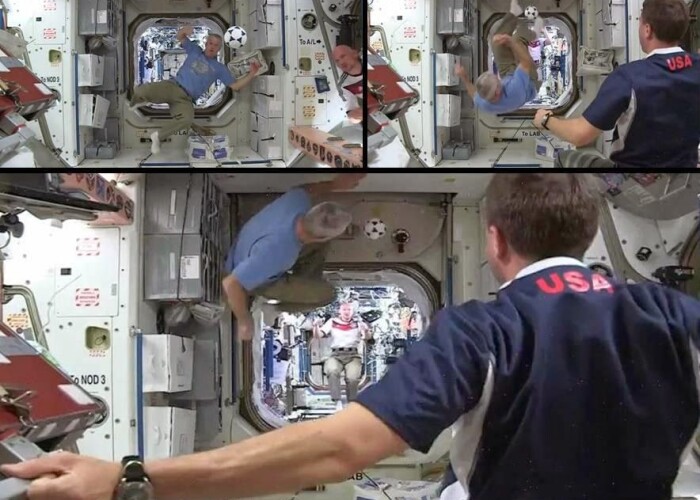 Astronautii de pe orbita au jucat fotbal in Spatiu pentru a marca debutul Cupei Mondiale: VIDEO