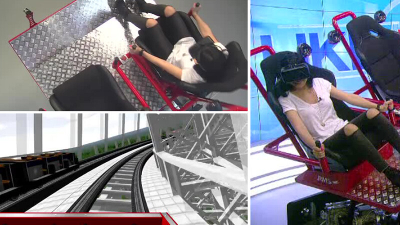 Corina Caragea pe simulatorul de rollercoaster