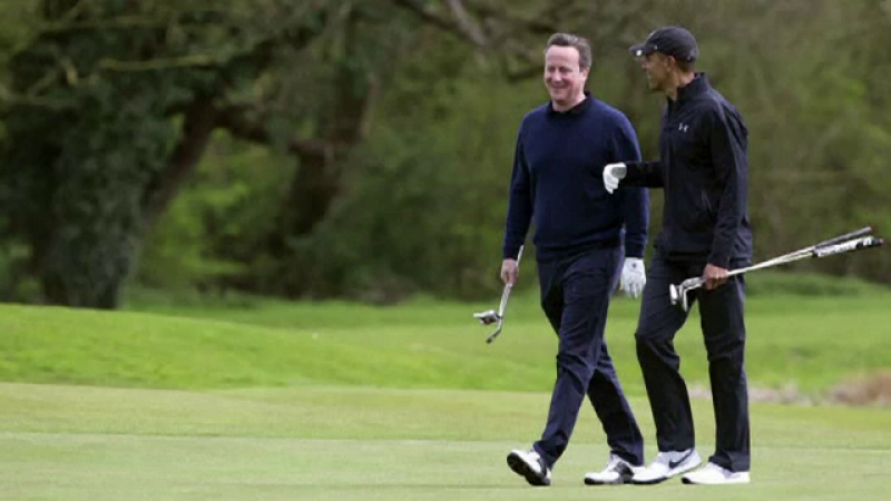 Obama Cameron golf