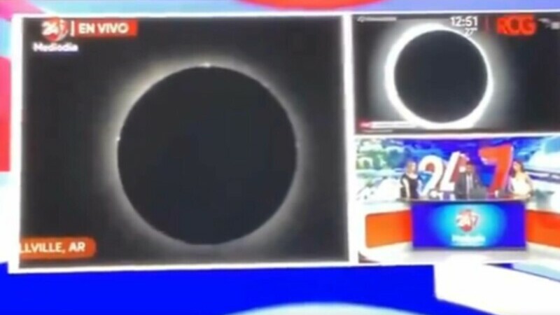 Ce a apărut, în direct, la un post de televiziune în timpul eclipsei de Soare din 8 aprilie | VIDEO