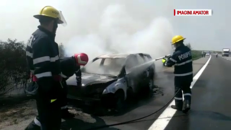 Mașină făcută scump pe autostrada București-Pitești