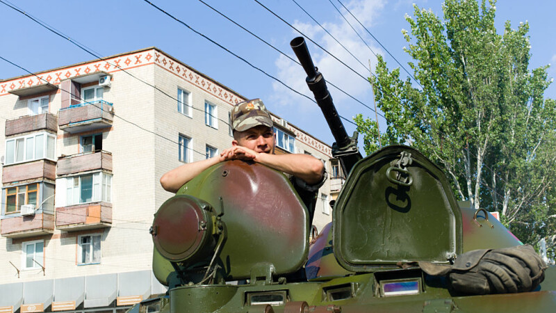 soldat intr-un tanc in Tiraspol