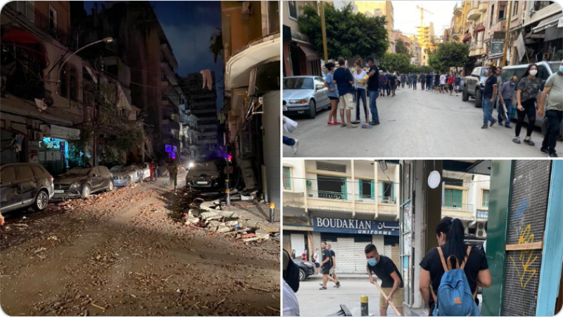 Cât de repede au curăţat locuitorii din Beirut o stradă devastată de explozie