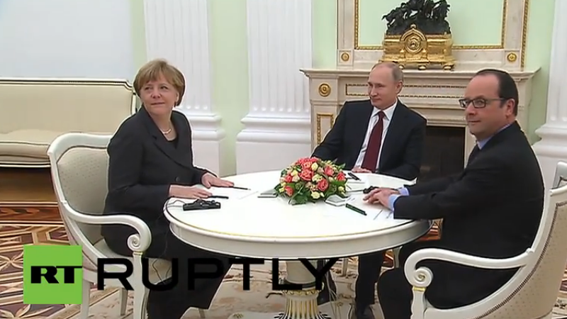 Angela Merkel, Francois Hollande, Vladimir Putin