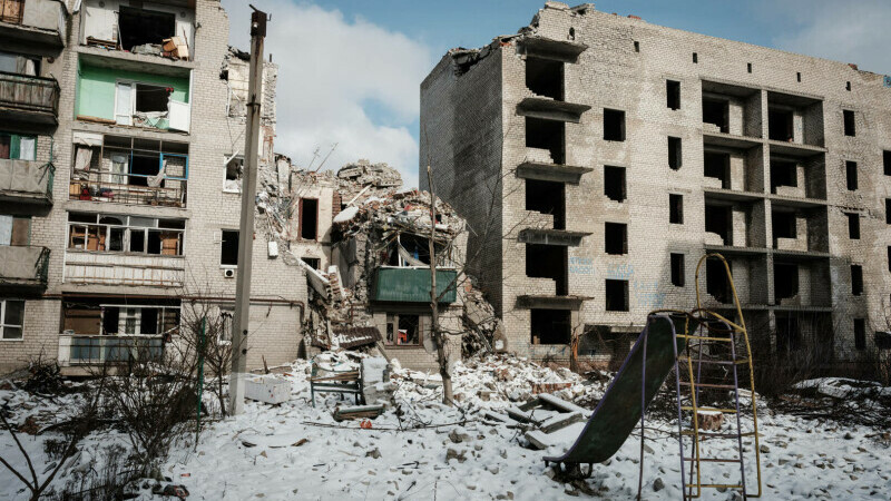clădire doborâtă în Chasiv Yar, Ucraina