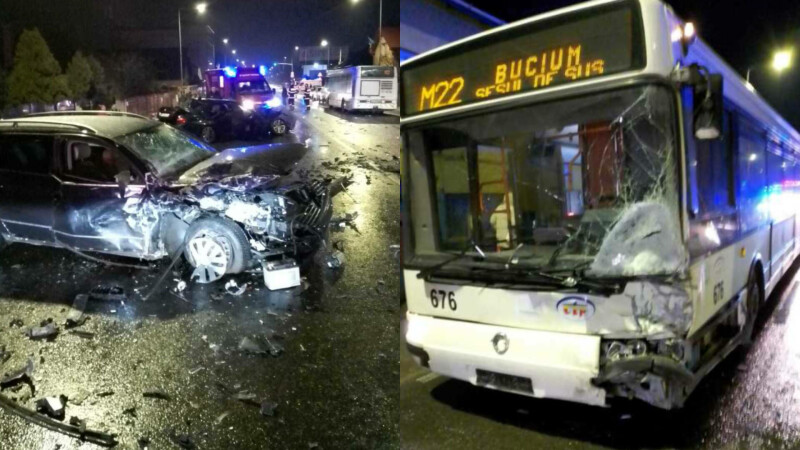 Două maşini şi un autobuz, implicate într-un accident rutier. Trei adulţi şi un minor primesc îngrijiri medicale | FOTO