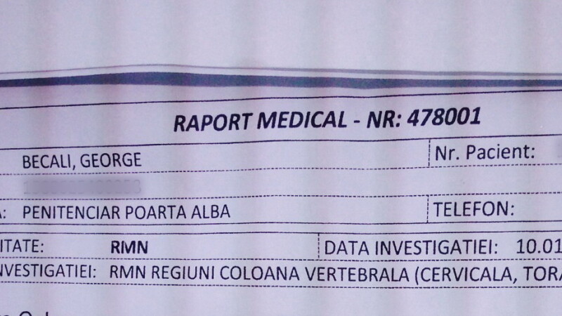 Raport medical Becali