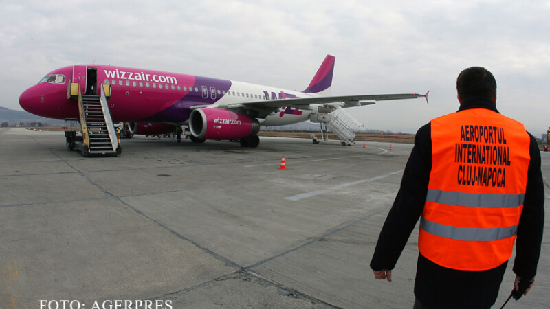 aeronava Wizz Air pe aeroportul din Cluj