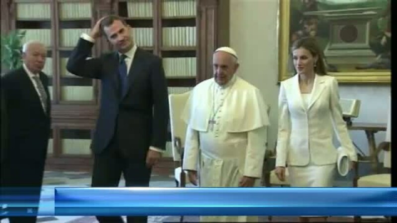 Papa Francisc si cuplul regal al Spaniei