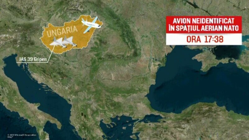 Un avion civil neidentificat a străbătut spațiul aerian al României. A ignorat toate apelurile