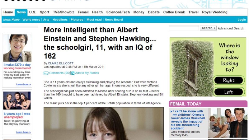 Mai inteligenta decat Einstein si Stephen Hawking. La 11 ani are IQ de 162