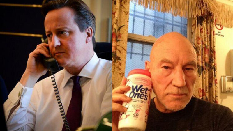 David Cameron si Patrick Stewart
