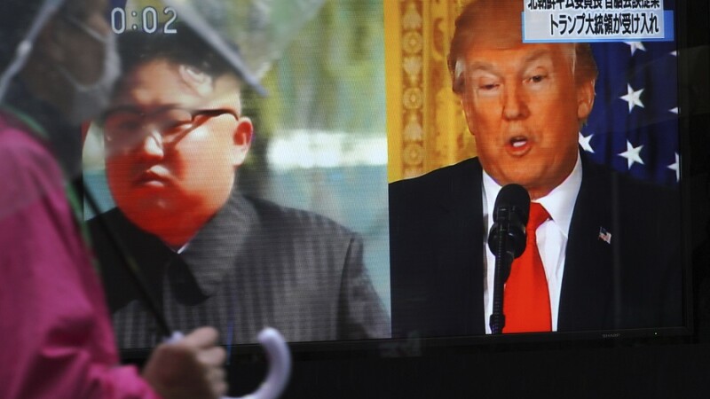 Kim Jong-Un, Donald Trump, ecran