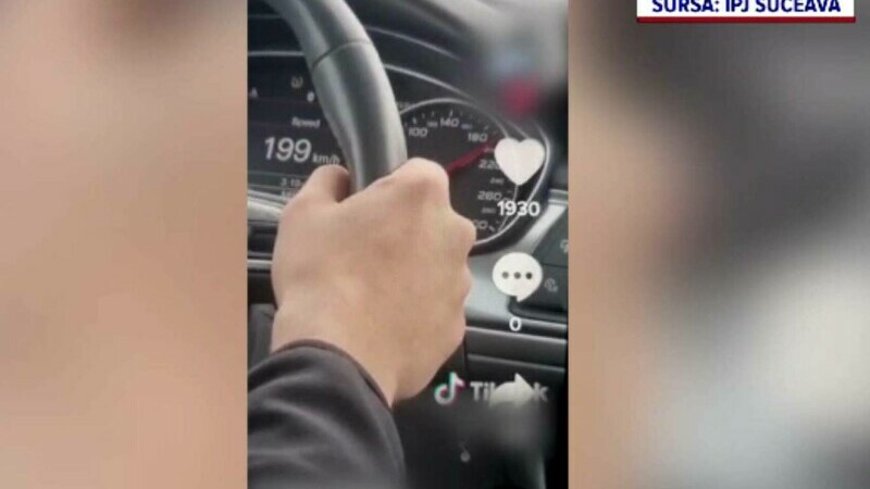 Șofer care conducea cu 202 km la oră prin localitate, dat în vileag de TikTok-ul pasagerului. Amenda dată la Suceava