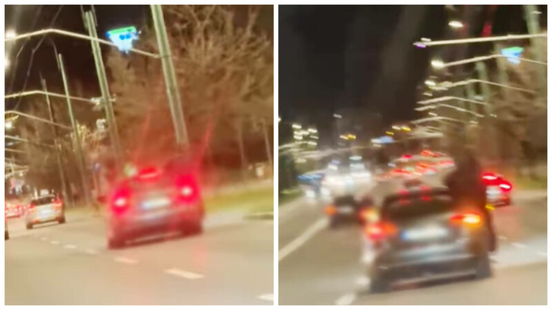 Ce a pățit un român după ce a fost filmat în timp ce stă agăţat de portiera unui autoturism aflat în mişcare | VIDEO