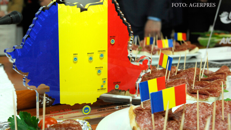 Produse traditionale romanesti prezentate cu ocazia unui eveniment dedicat produselor care au obtinut protectie la nivelul Uniunii Europene, organizat de Ministerul Agriculturii si Dezvoltarii Rurale