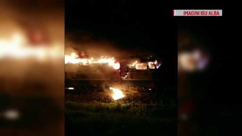 Reacția unui mecanic după ce a văzut că locomotiva unui tren a luat foc