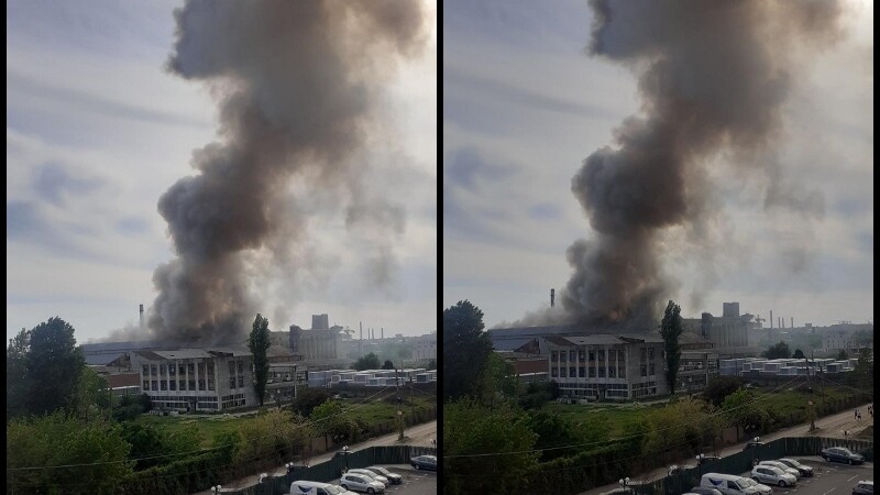 Incendiu puternic la fabrica de sticlă din sectorul 3 al Capitalei. VIDEO