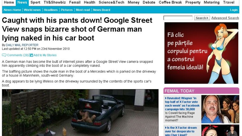 Dezbracat in portbagaj! Un german, dat de gol de Gogle Street View! Foto