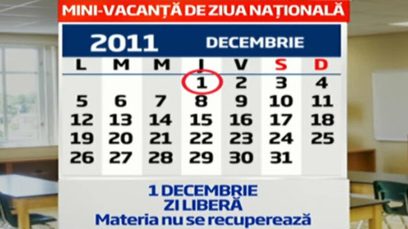 calendar 1 decembrie